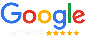 Google Reviews logo with five gold stars shown underneath, highlighting a high rating for a Trusted Chicago Personal Injury Lawyer.