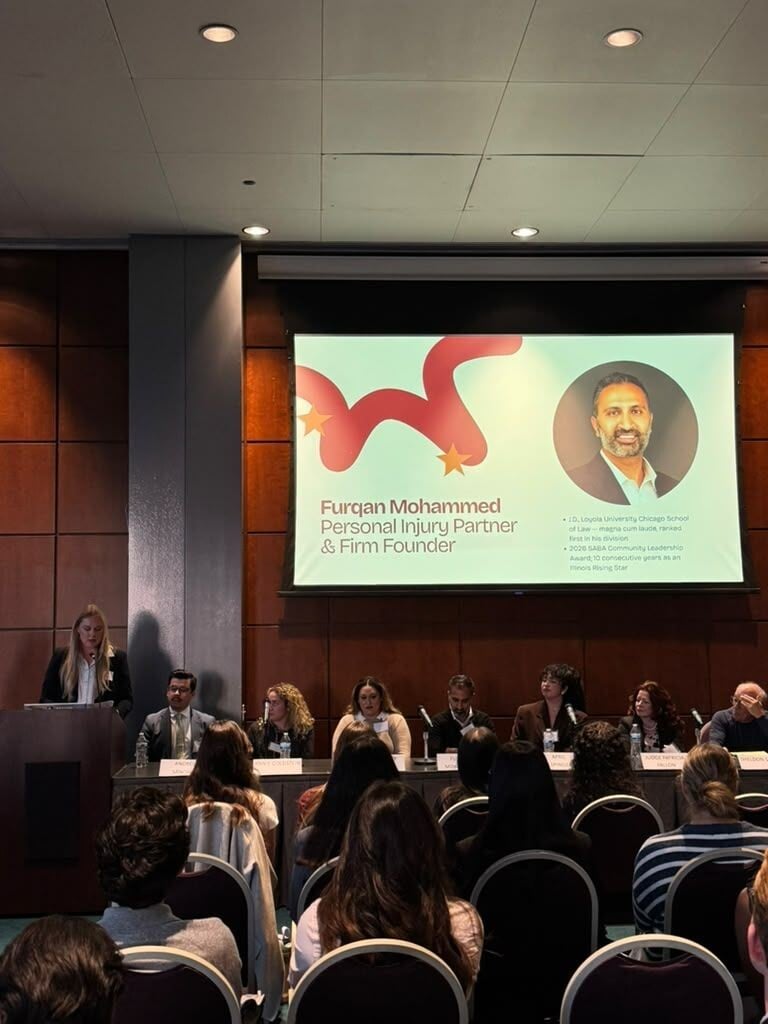 Furqan Mohammed introduced to law students at the Chicago-Kent First-Generation Law Student Association career panel