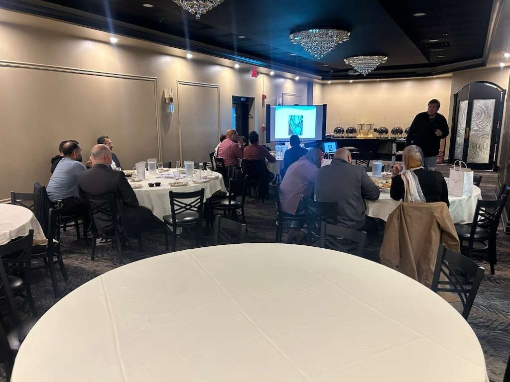 Chiropractors gathered for a continuing education presentation at the Muslim Chiropractor CME in Villa Park